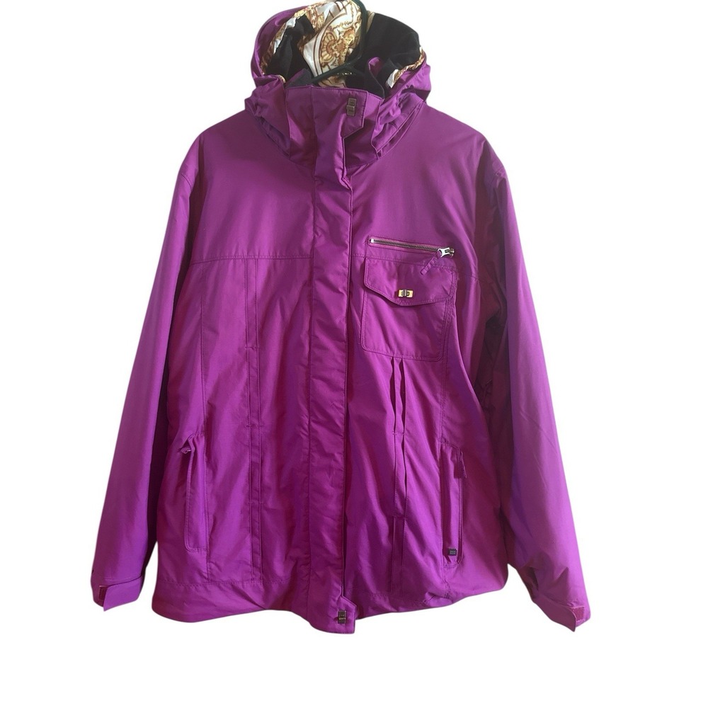 Pwdr Room Purple Woman's Insulated Ski Jacket Extra Large Hood Zip Pockets